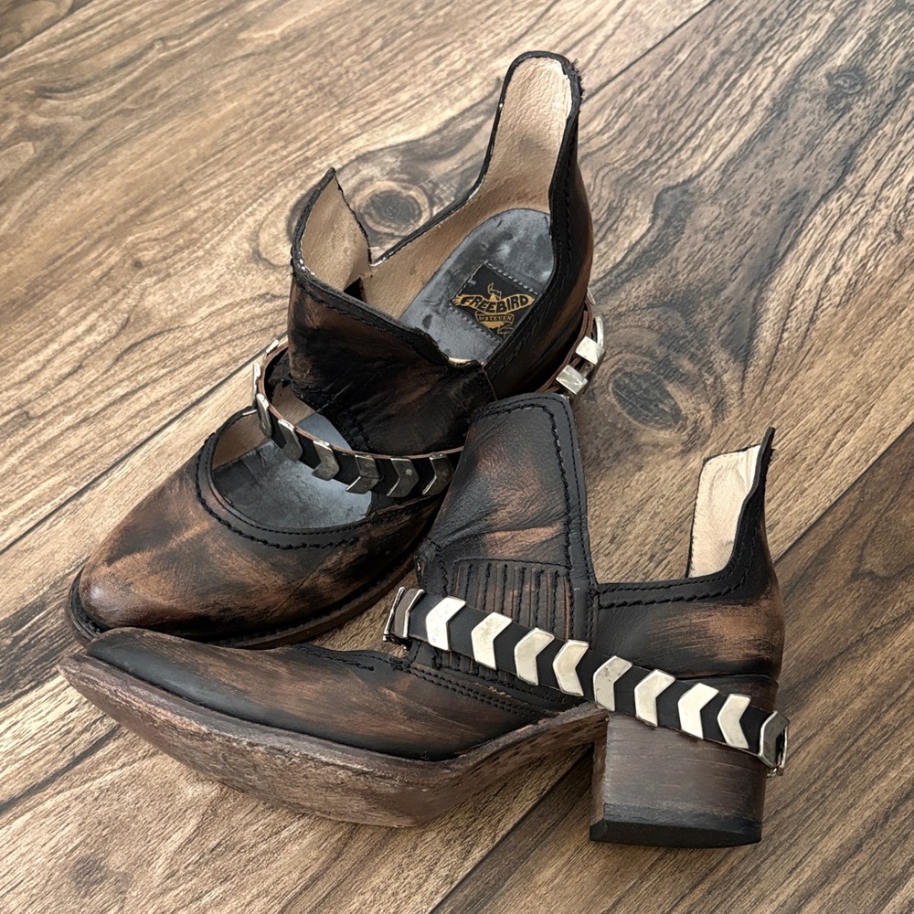 Freebird by Steven Black Copper Distressed Leather Western Booties